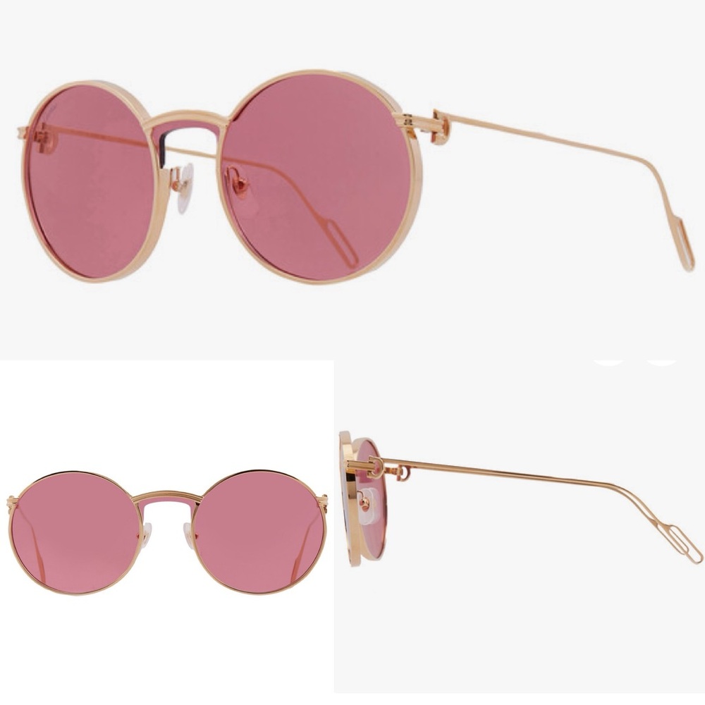 NWT Cartier | C De Red Round Gold Frame Sunglasses 99-1-140 $1295